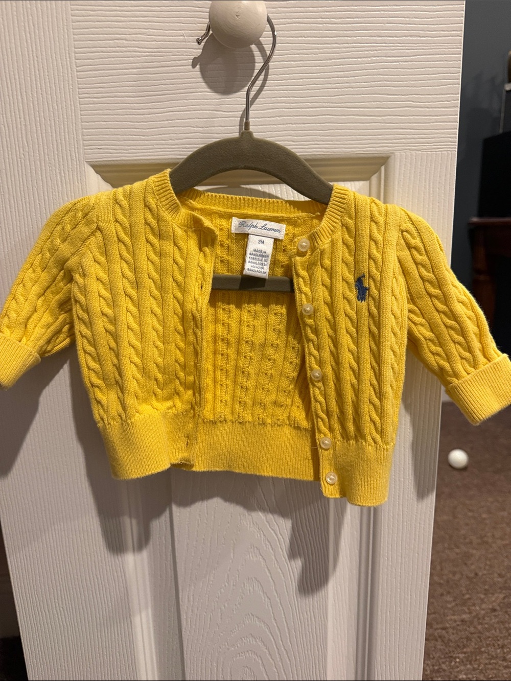 Ralph Lauren baby Bright Yellow Cable-Knit Cardigan